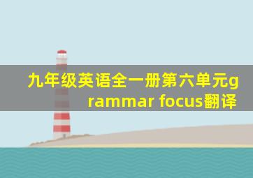 九年级英语全一册第六单元grammar focus翻译